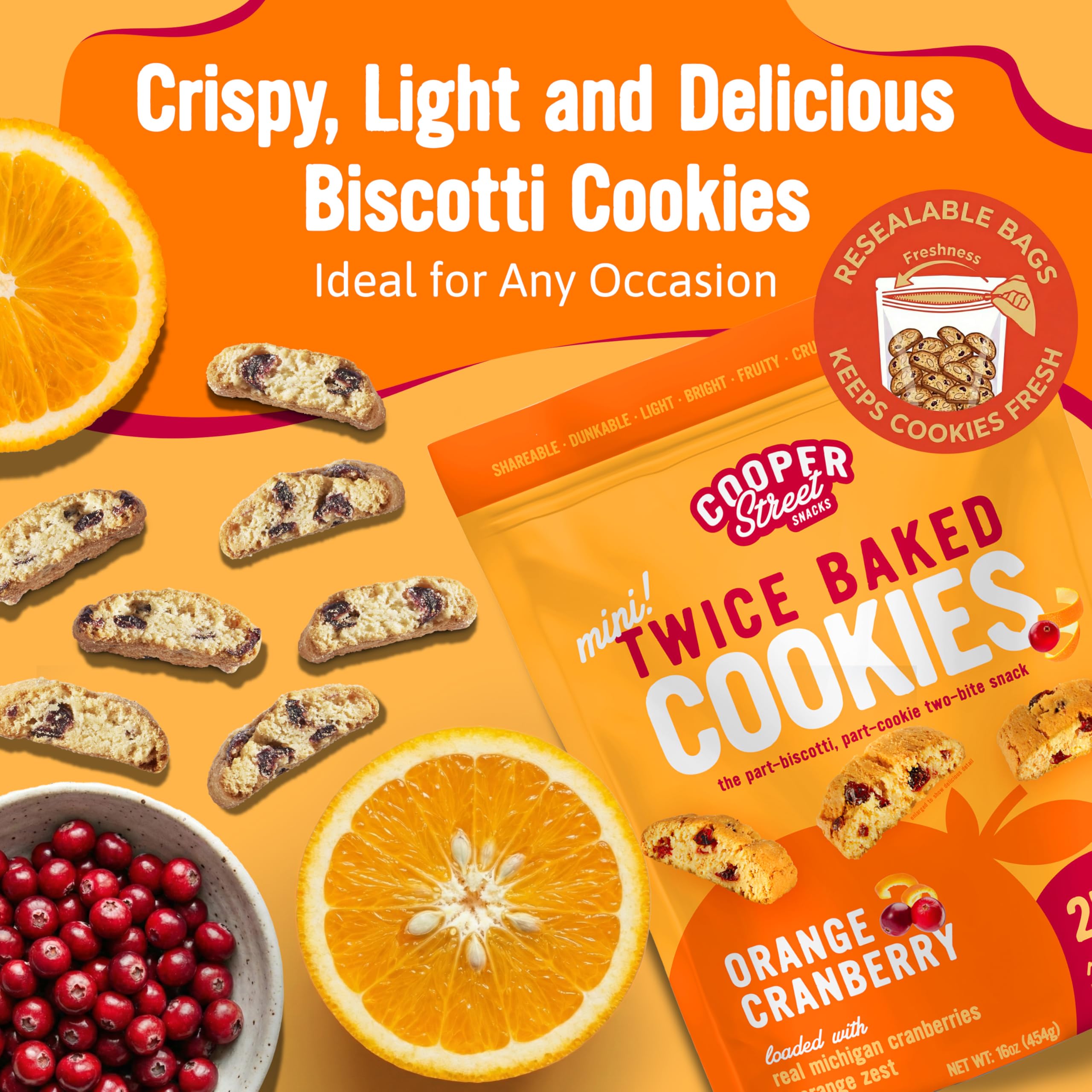 Cooper Street orange zest cranberry biscotti close-up showing zest and fruit flavor