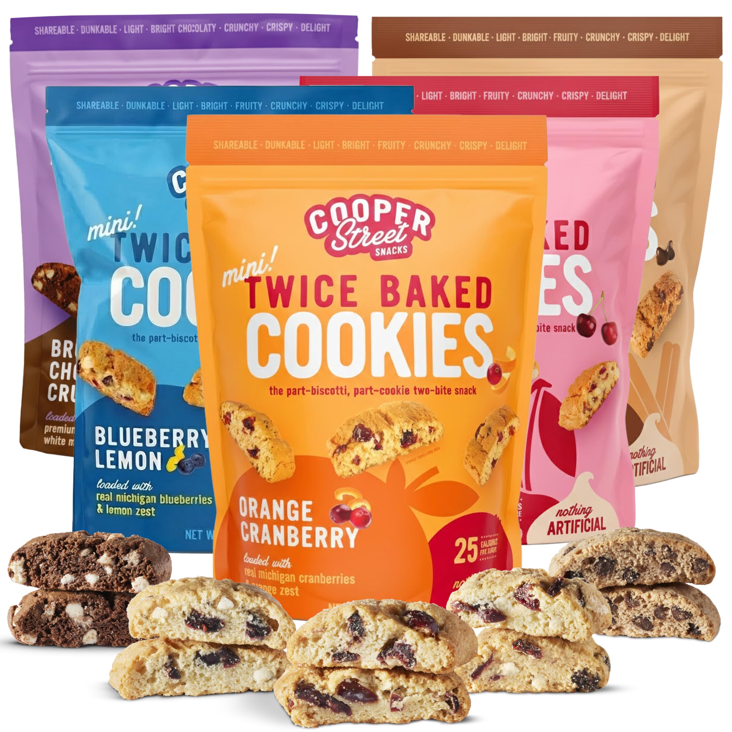 Cooper Street biscotti variety pack with lemon blueberry flavor, ideal with morning coffee