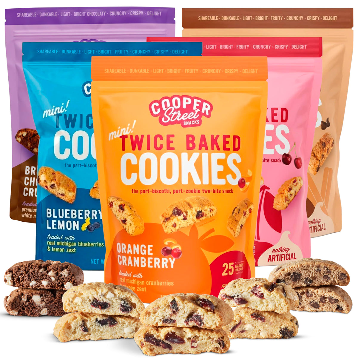 Cooper Street biscotti variety pack with lemon blueberry flavor, ideal with morning coffee