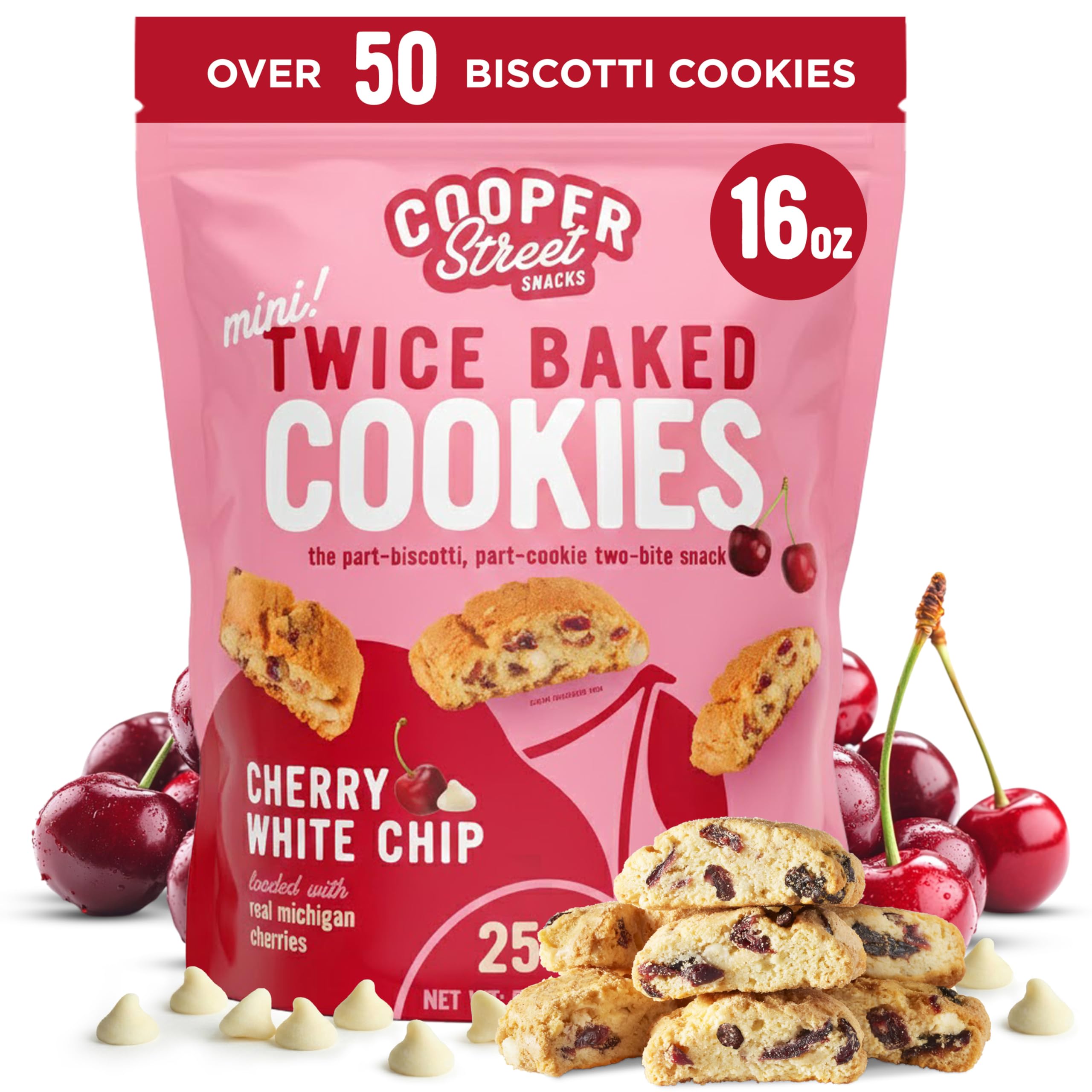 COOPER STREET biscotti bag shows over 50 treats for easy office snacking.