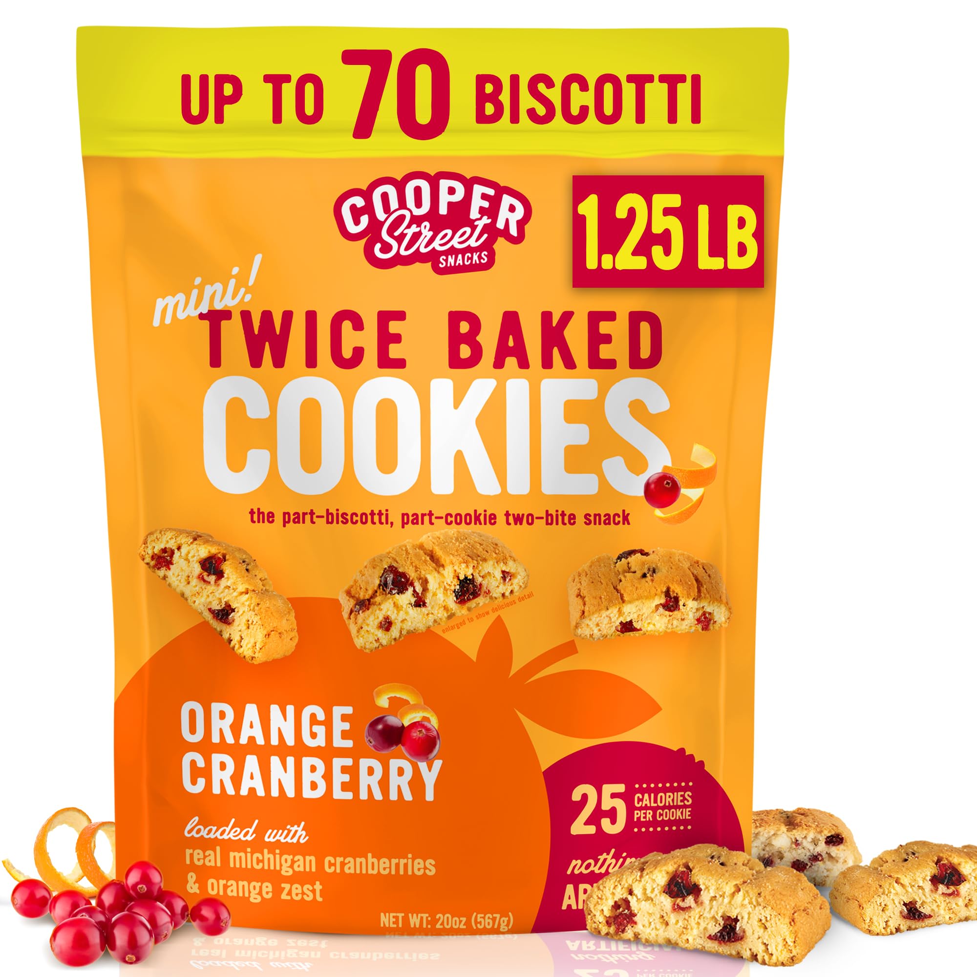 Cooper Street biscotti bag shows resealable freshness for convenient snacking