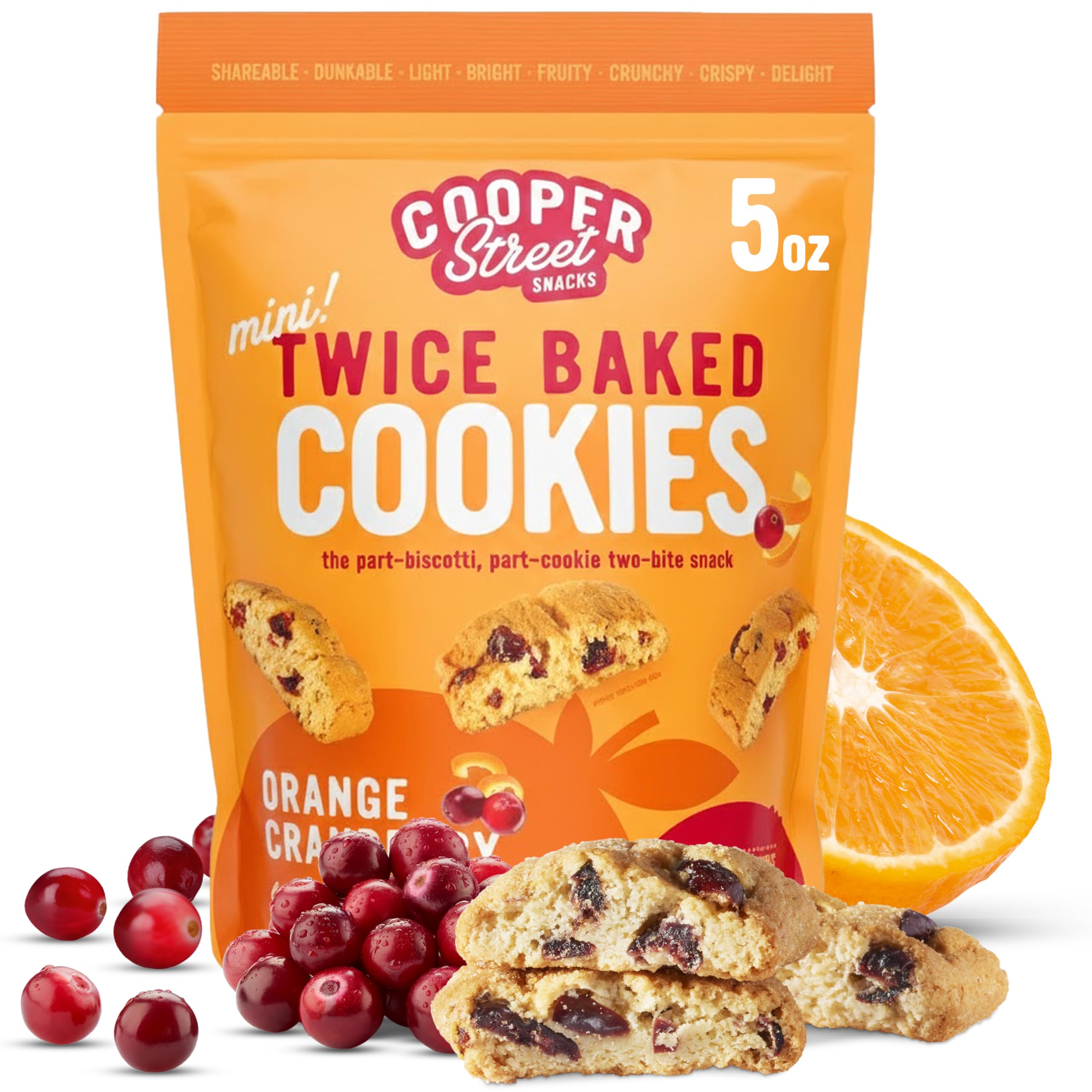 Cooper Street twice baked orange cranberry biscotti pack, perfect companion for a quick coffee break.