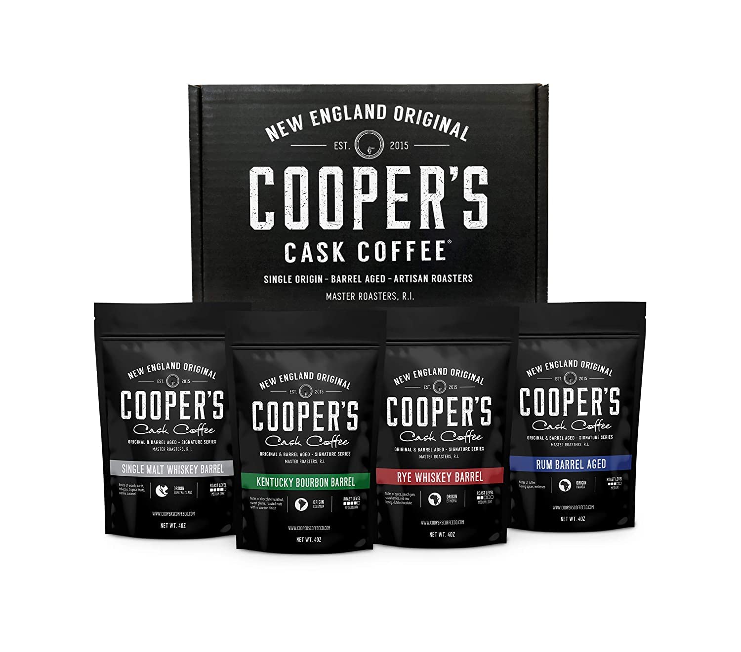 Coopers Cask Coffee box set highlights bourbon Colombian flavor for gifting and tasting
