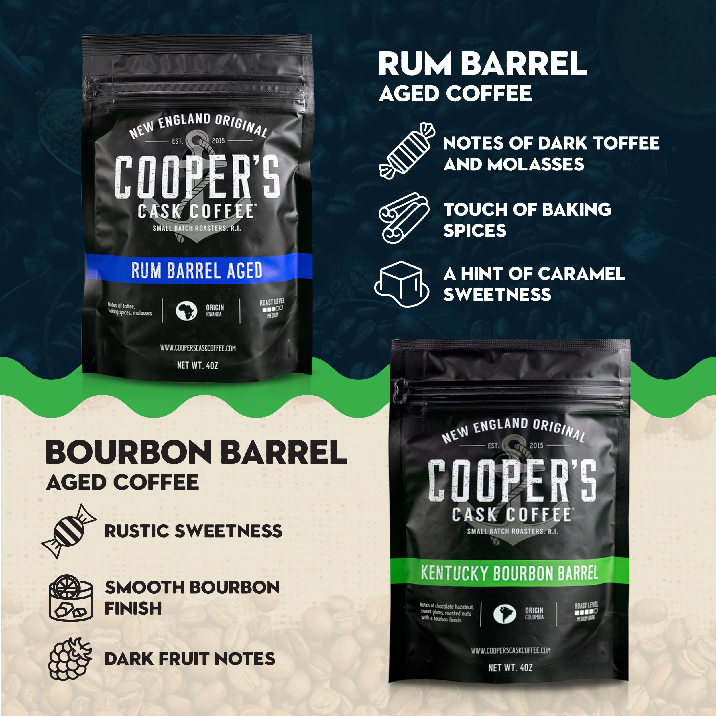 Coopers Cask Coffee being poured to brew a smooth bourbon-infused cup