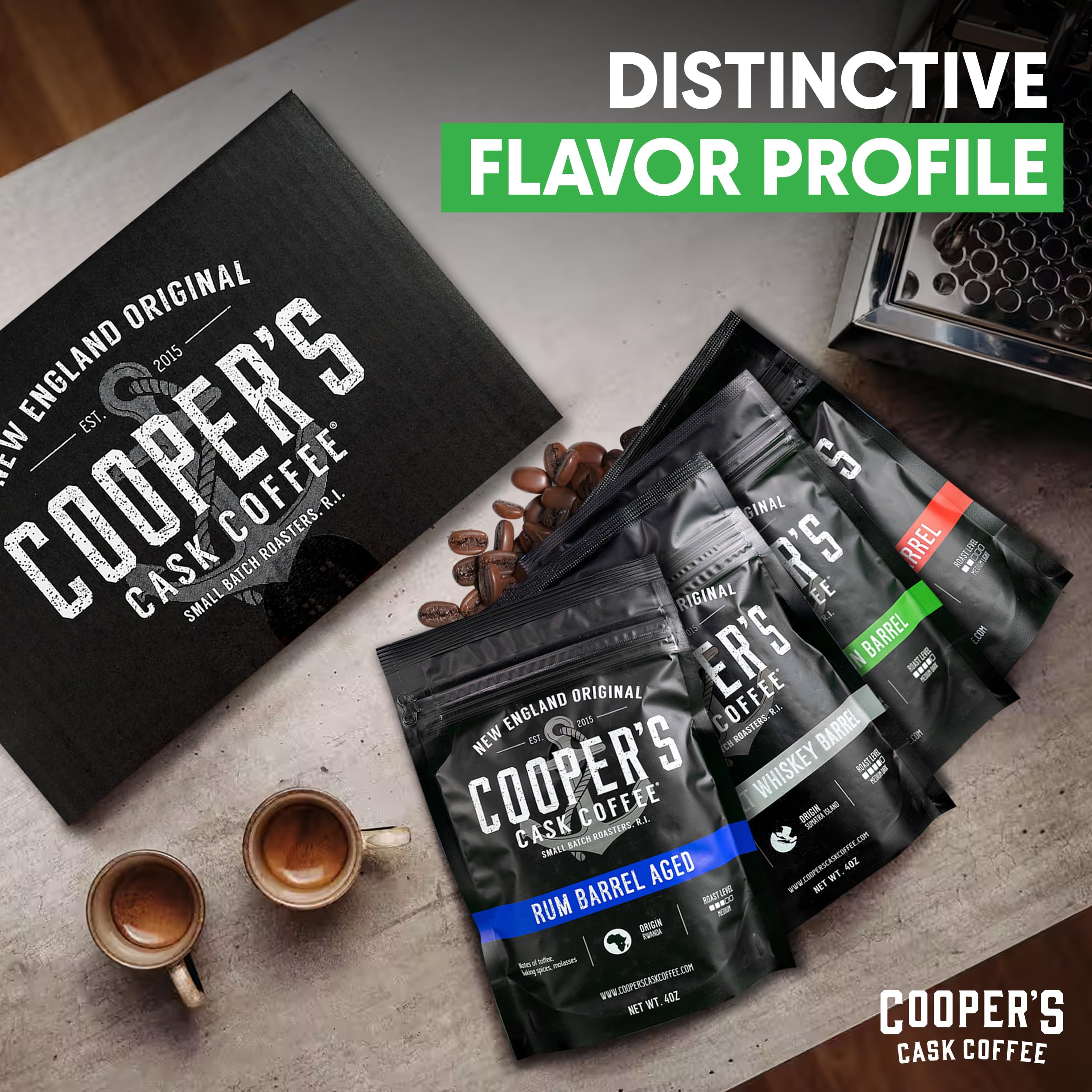 Coopers Cask Coffee sampler variety invites tasting multiple profiles