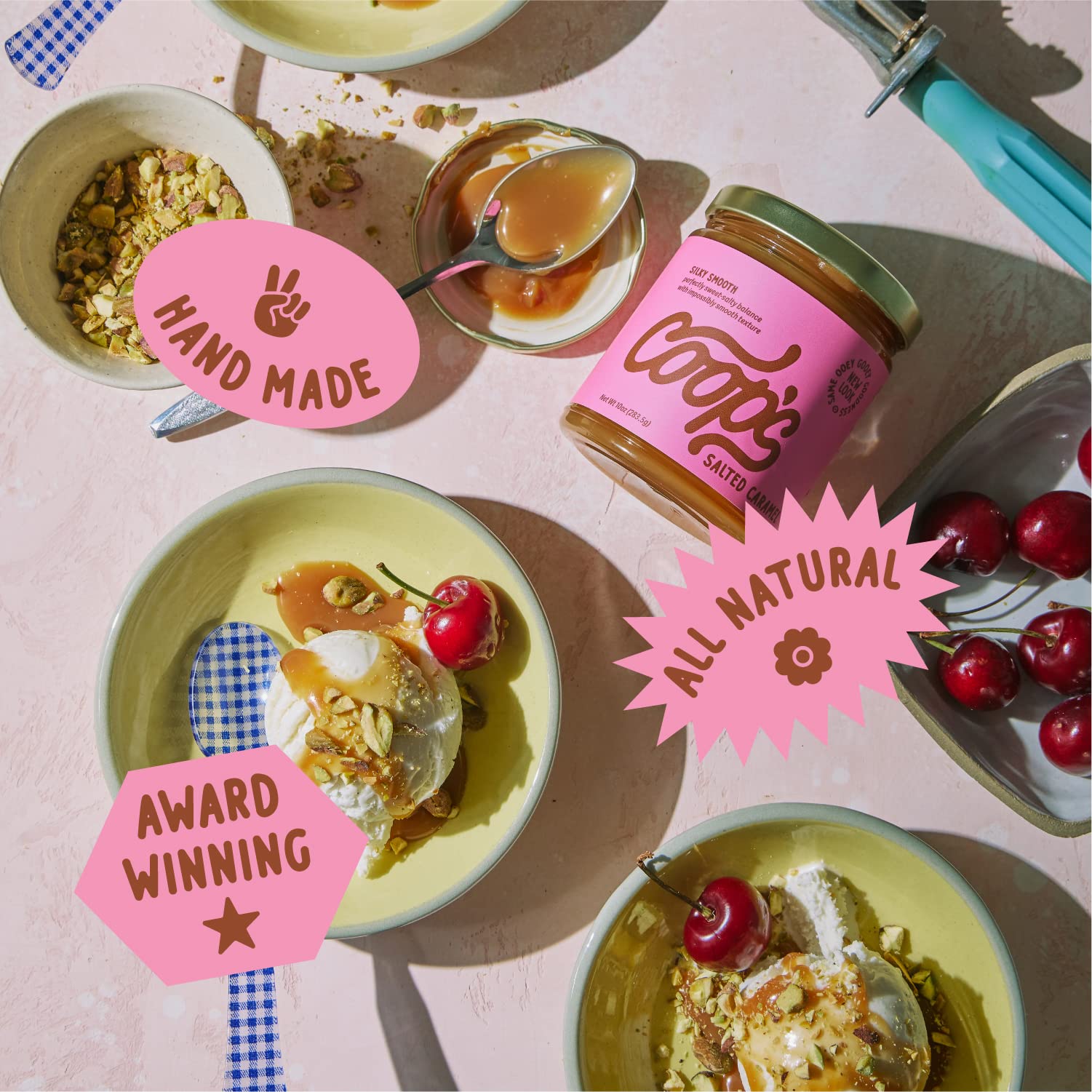 Coop's Microcreamery caramel sauce packaging highlights small-batch quality