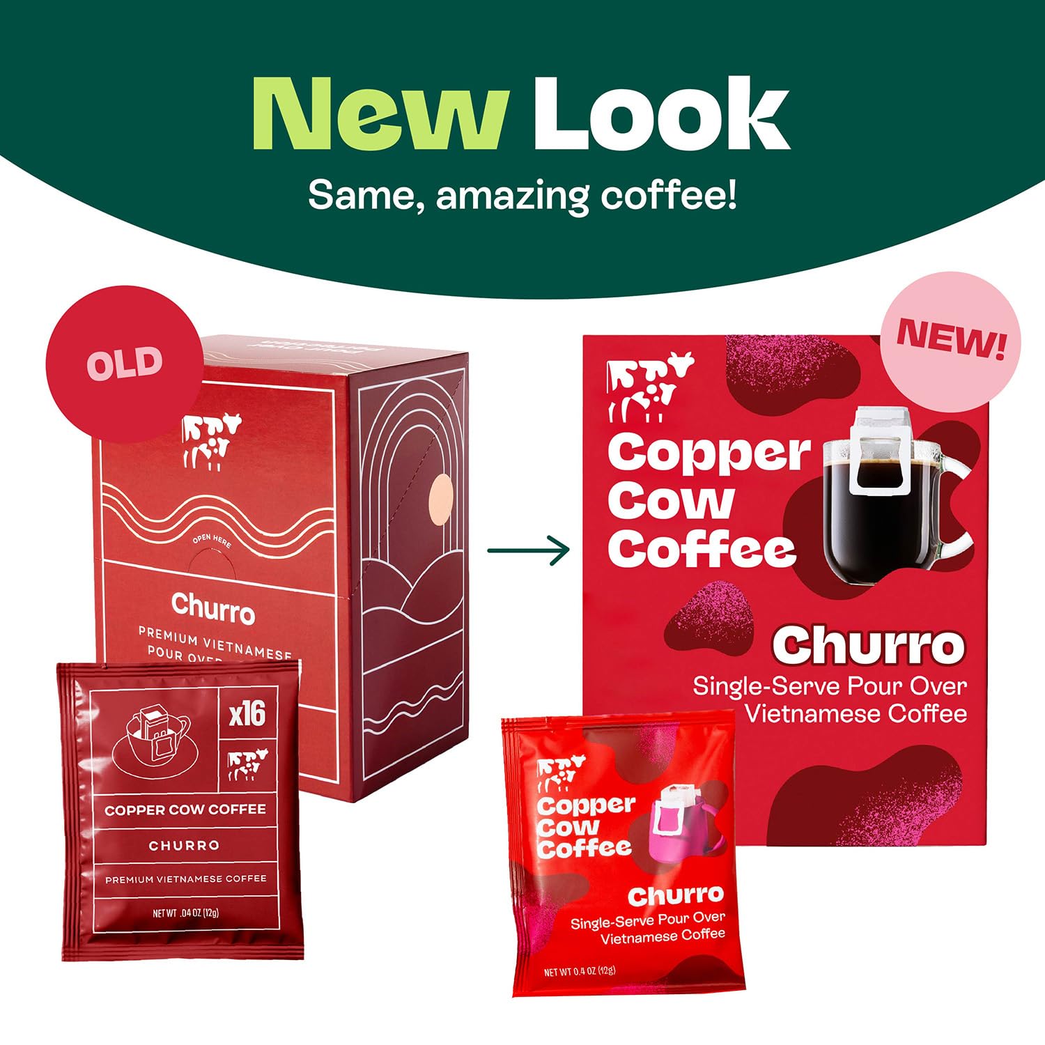 Copper Cow Churro with real cinnamon creates a warm, spiced cup.