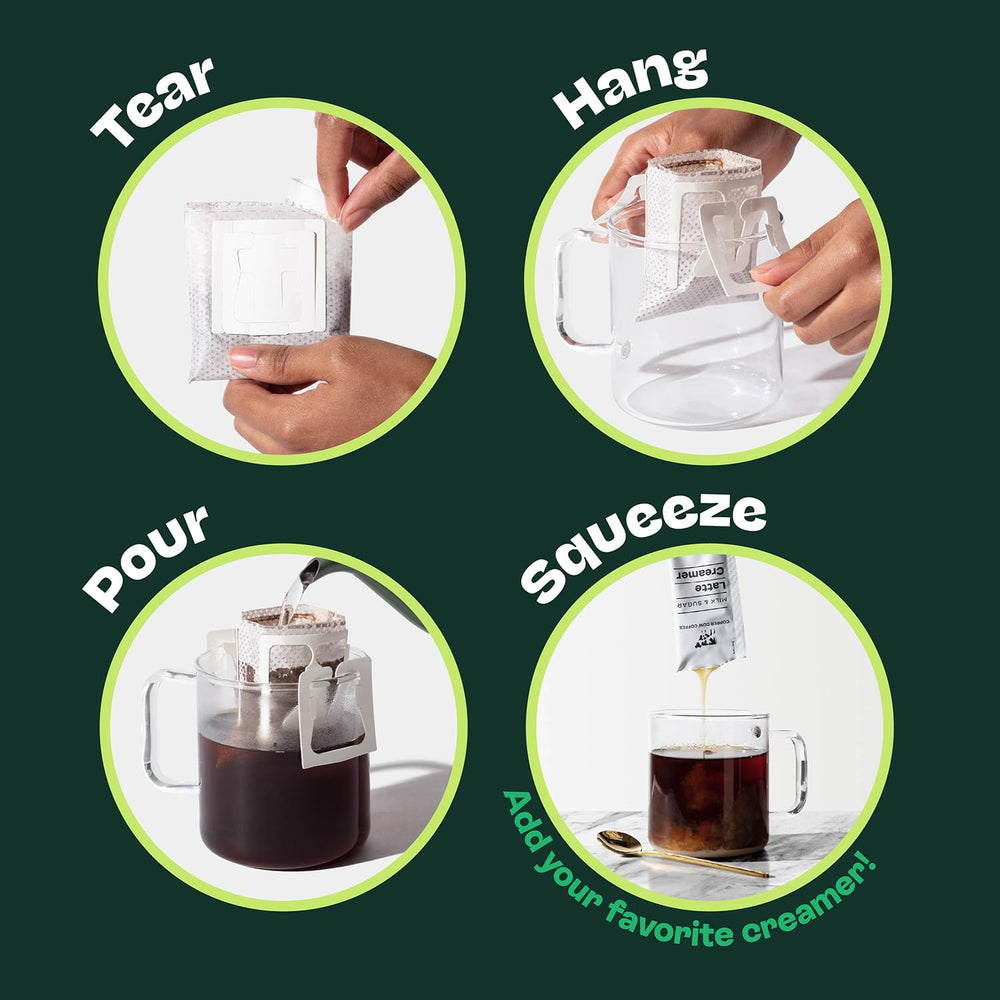 Shelf-stable Copper Cow Coffee package showing no refrigeration requirement.