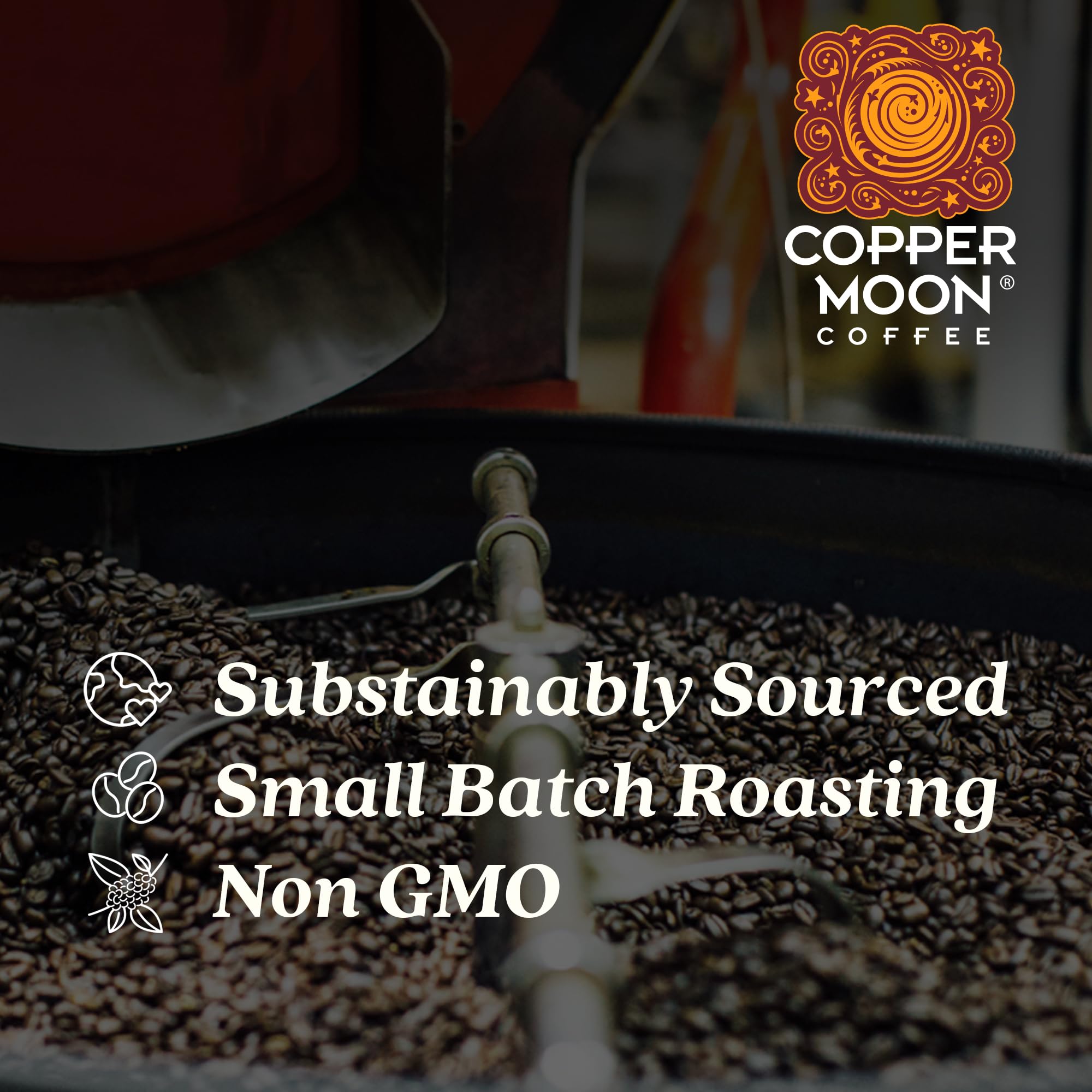 Cup of Copper Moon Dark Sky coffee brewed for a balanced, satisfying cup.