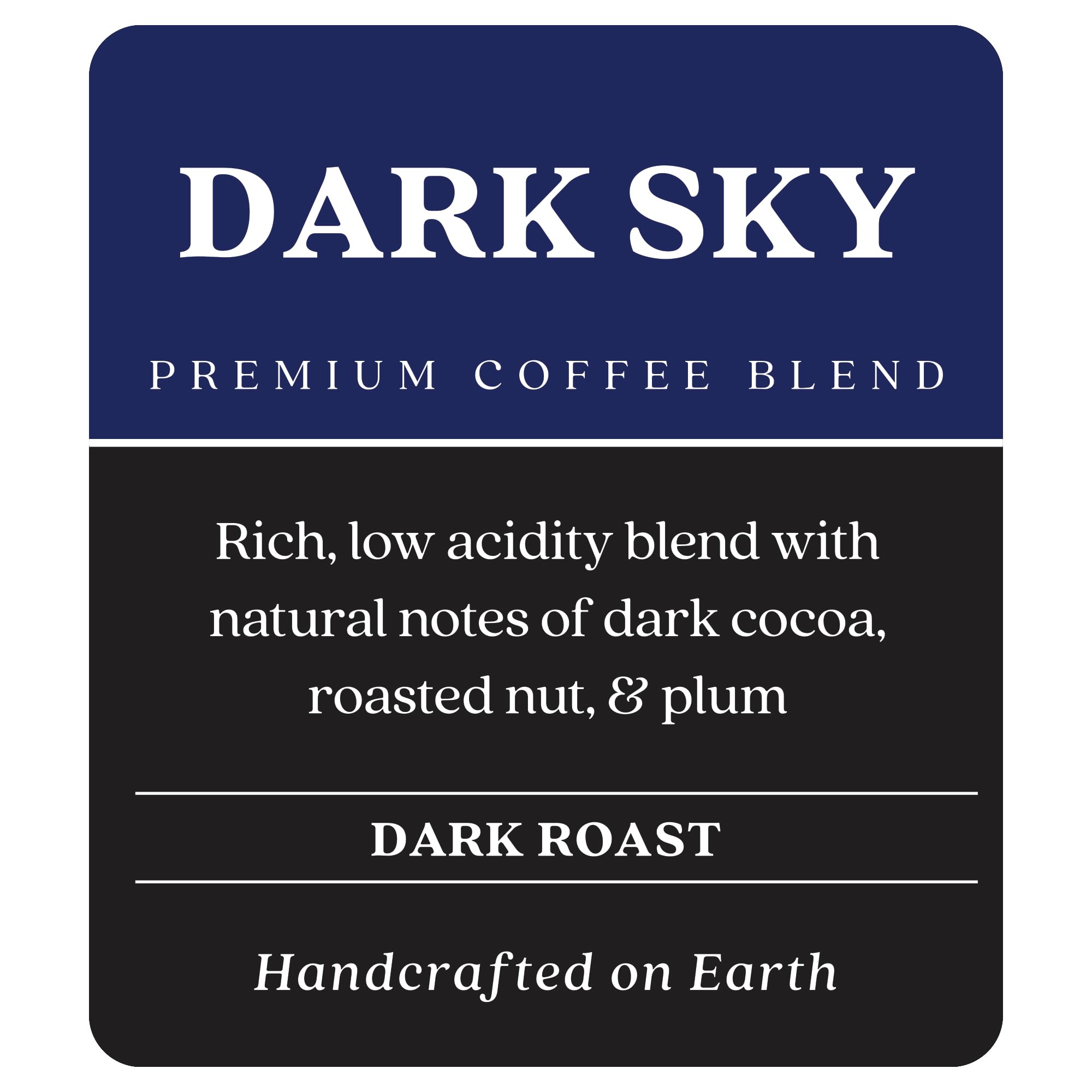 Copper Moon Dark Sky ground coffee being poured into a cup for a smooth brew.