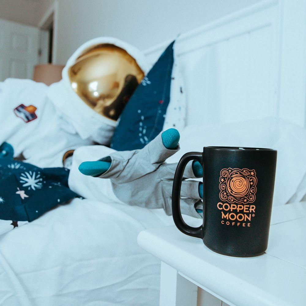Copper Moon freshly ground coffee prepared for brewing at home.
