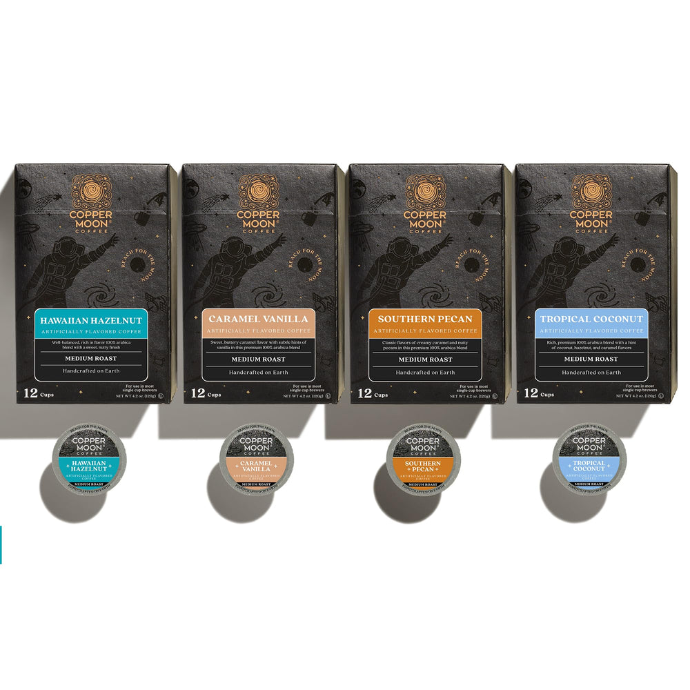 Copper Moon Hawaiian Nut K-Cup pod delivers nutty aroma and smooth finish.