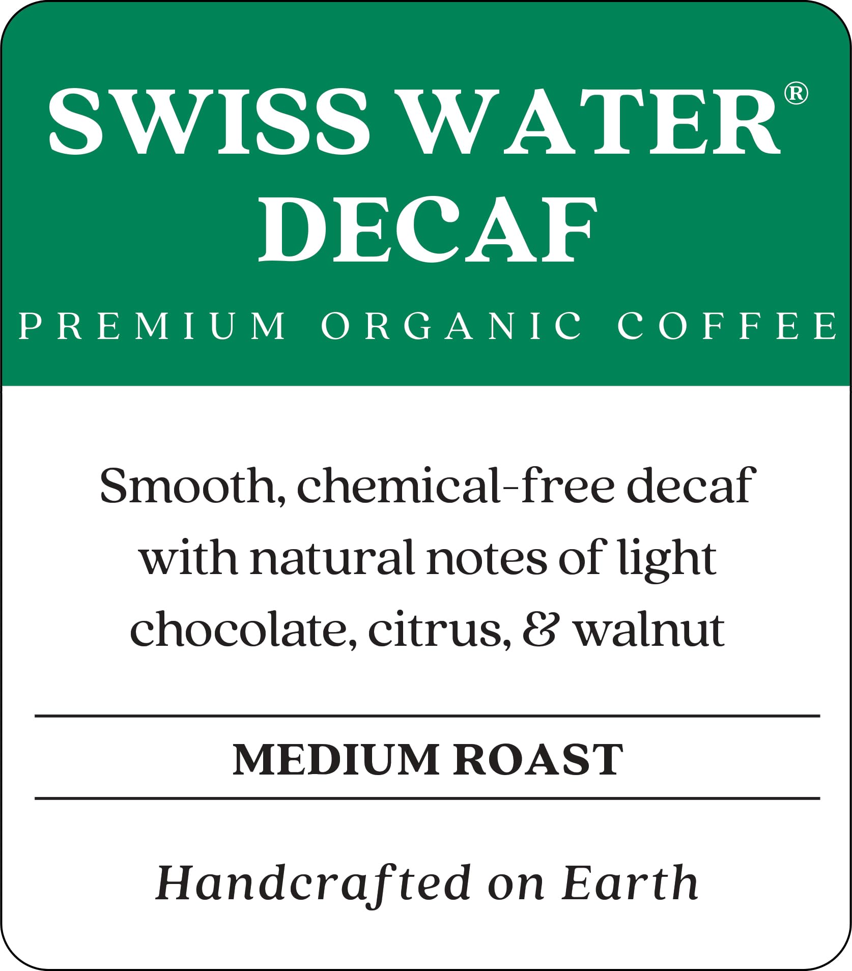Copper Moon organic Swiss Water decaf beans with 99.9% caffeine removal for a smooth cup.