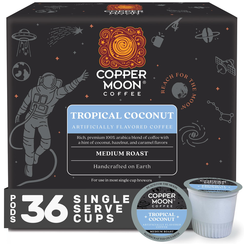 Copper Moon tropical coconut coffee pod for Keurig, great for quick mornings.