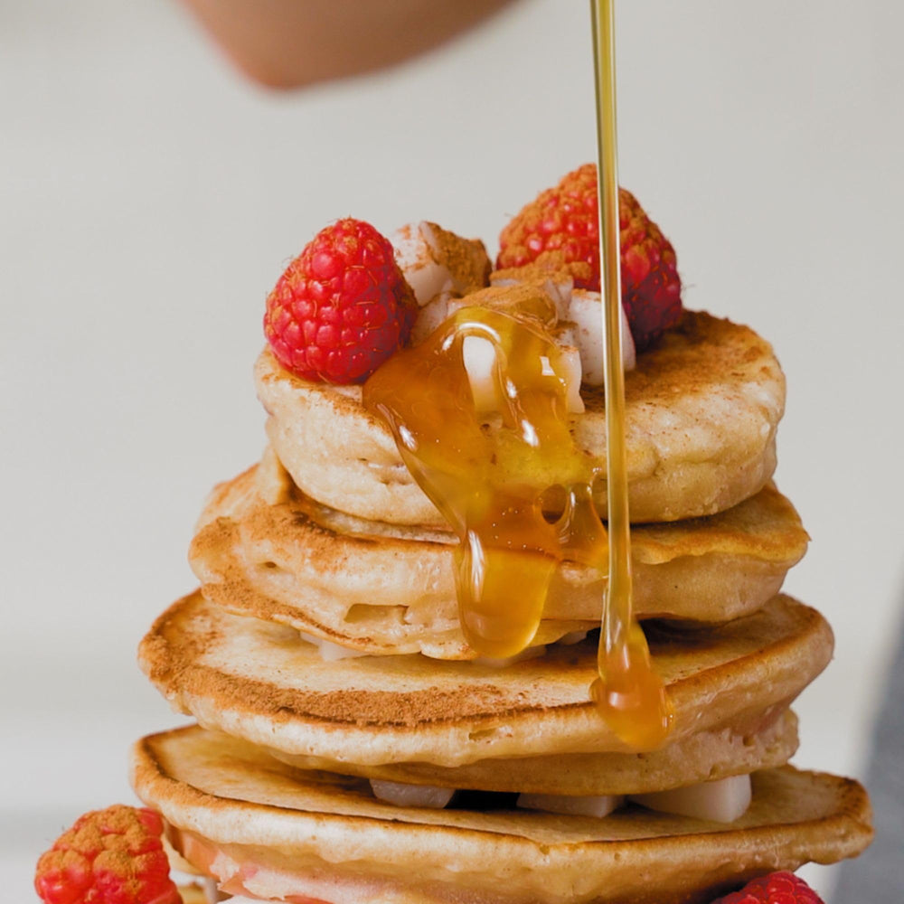 Copra coconut nectar drizzle on pancakes for maple like flavor