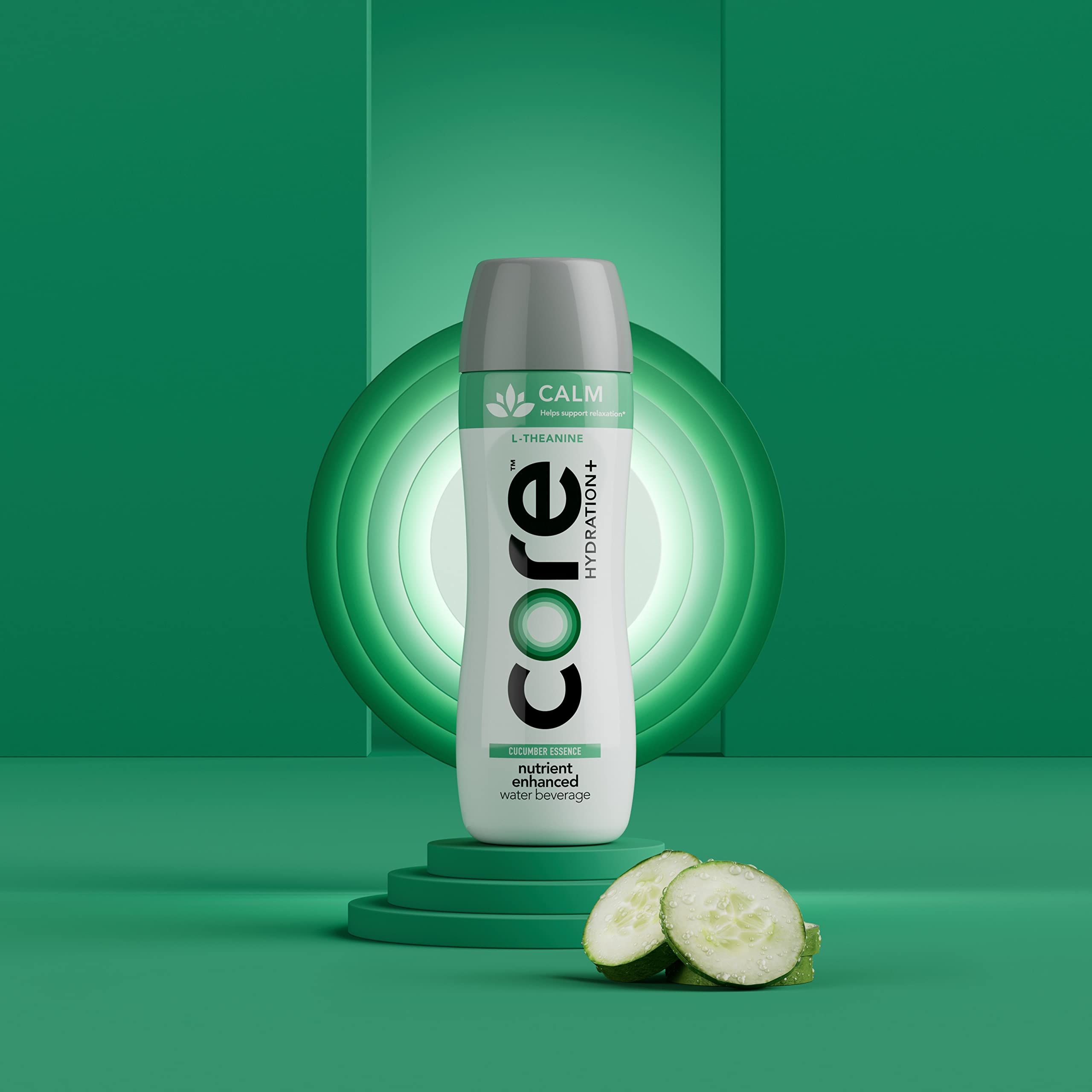 Wide-mouth Core Hydration+ Calm bottle for quick hydration