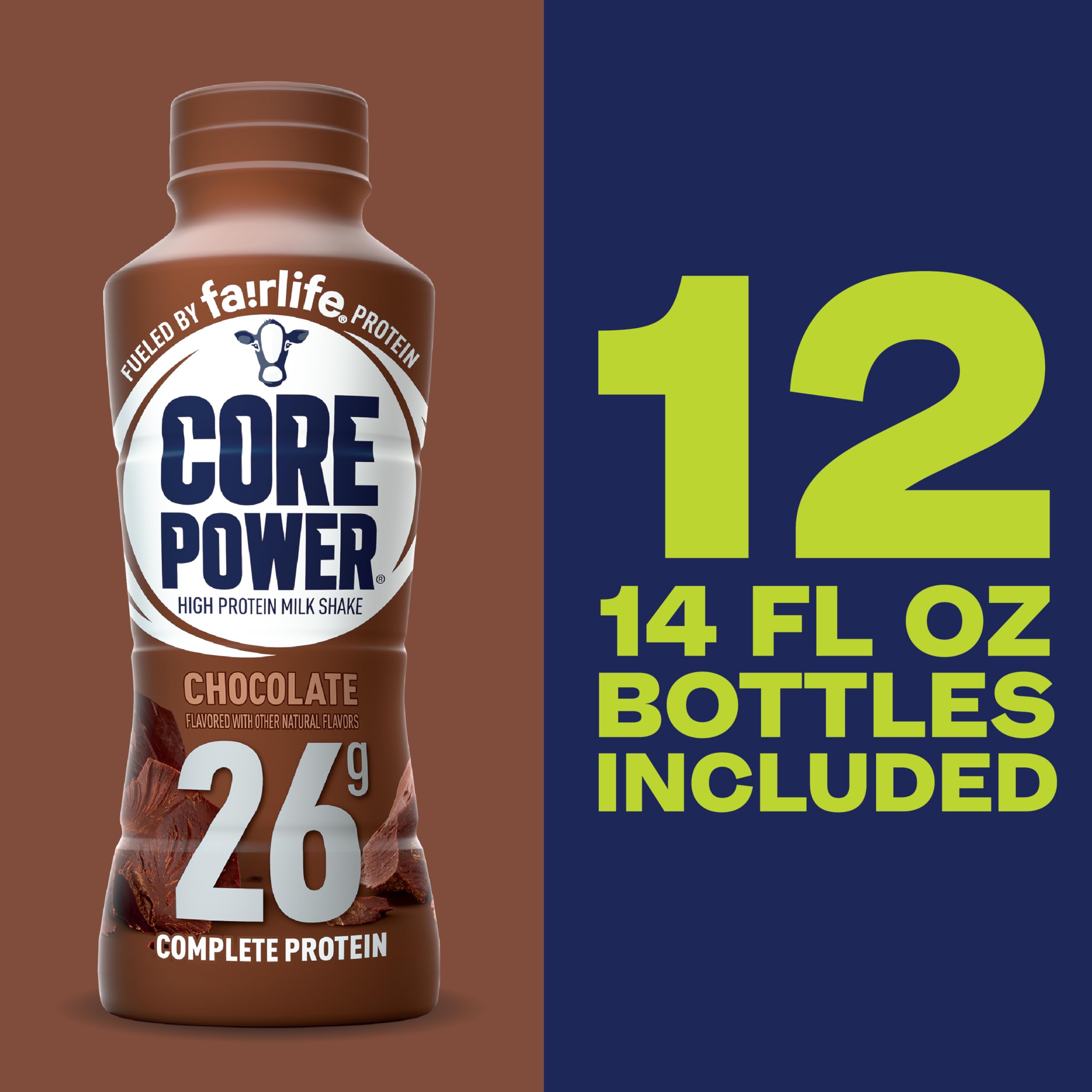 Core Power Chocolate Protein Shake label showing nutrition details