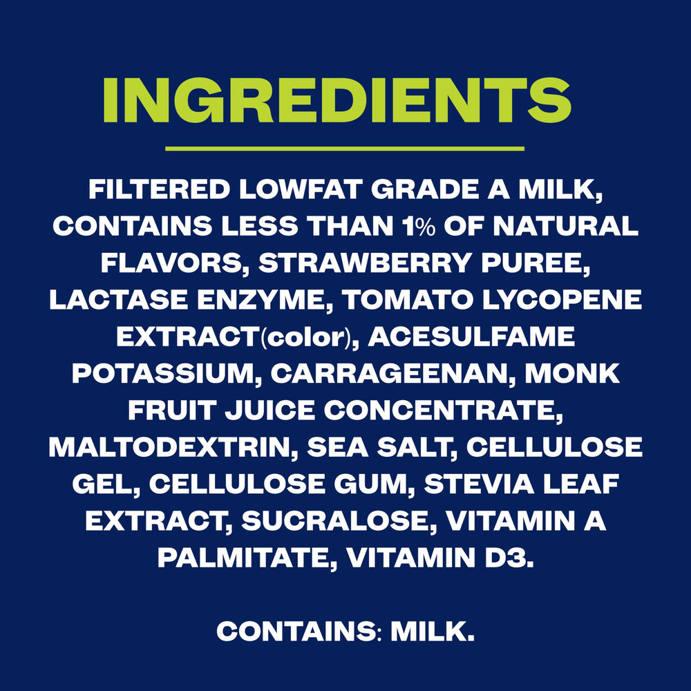 Core Power Elite Strawberry label highlighting nine essential amino acids for recovery.