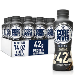 Core Power Elite Vanilla bottle front showing 42g protein.