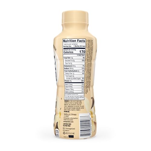 Core Power vanilla shake label closeup showing nutrition