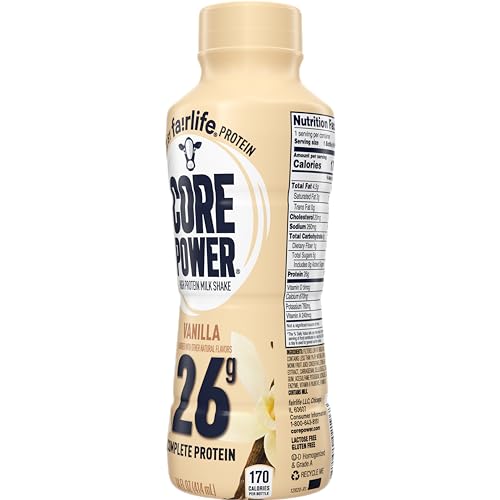 Core Power high-protein shake vanilla pour into glass