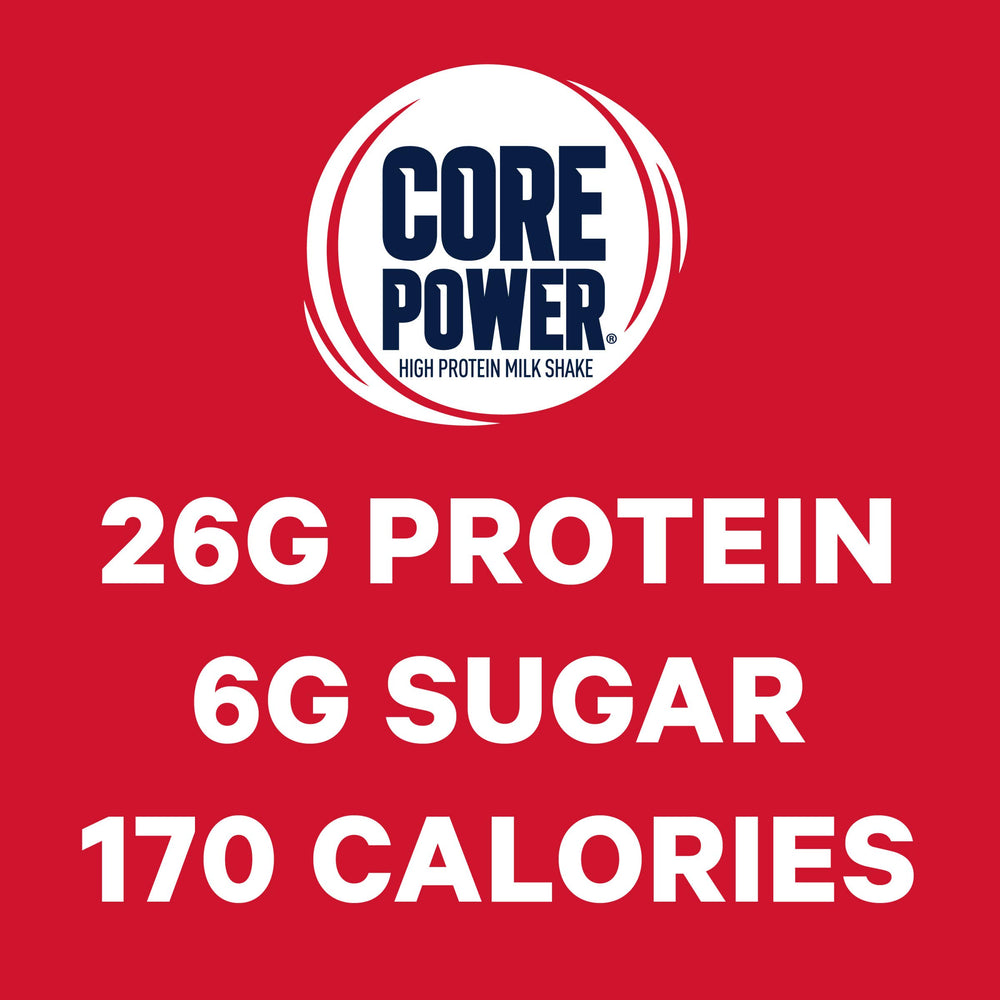 Core Power Strawberry Banana refrigerated display suggests on-the-go option
