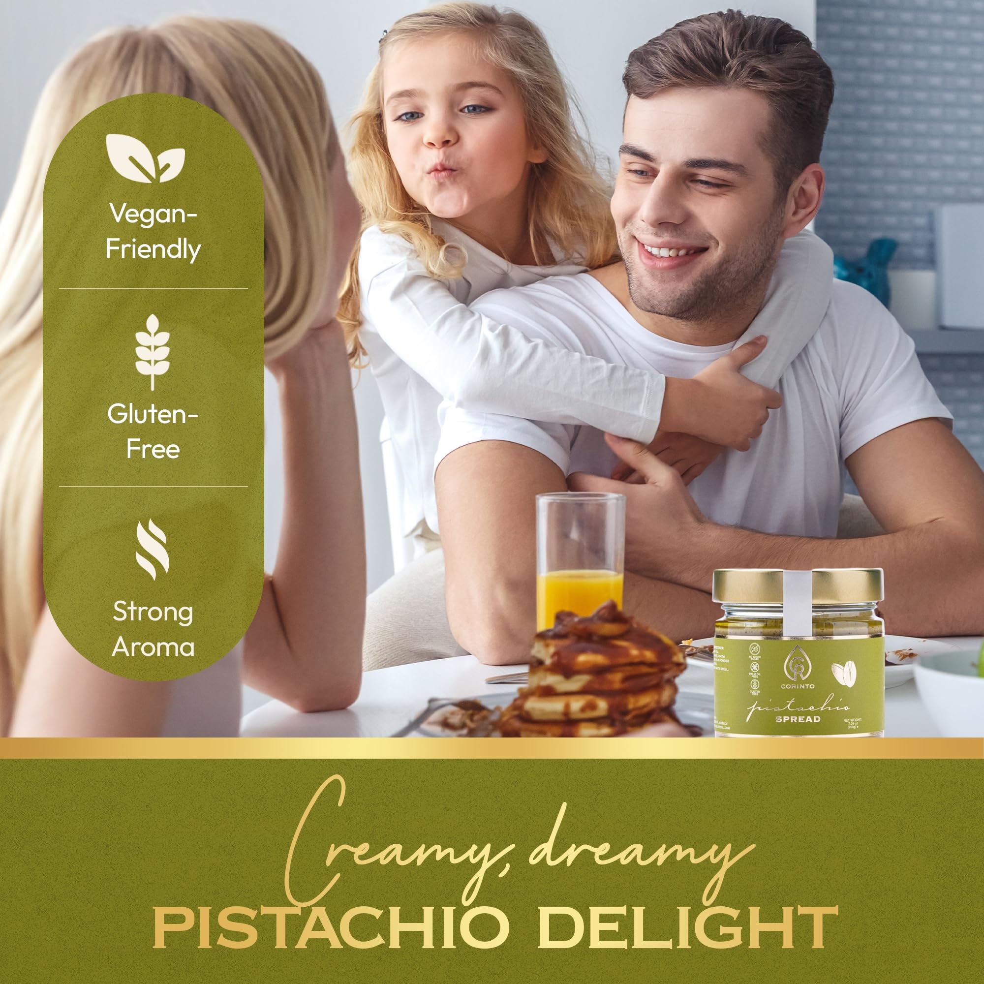 CORINTO pistachio cream spread for Dubai chocolate recipes and fillings.