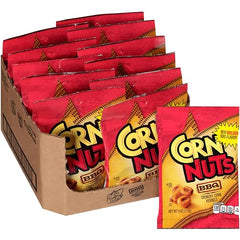 Corn Nuts BBQ snack at desk, satisfying midday cravings with savory flavor.
