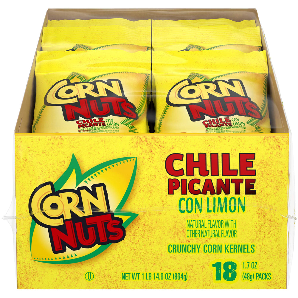 Corn Nuts Chile Picante con Limón 18-pack, ideal for party snacking and on-the-go zest.