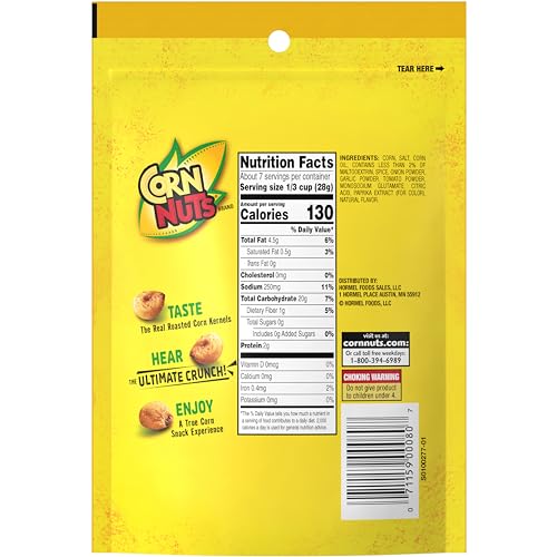 Corn Nuts Chili Lime close-up of roasted kernels and spices for bold on-the-go snacking.