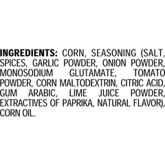 Close-up of Corn Nuts Loaded Taco flavor crunchy kernels with lime.