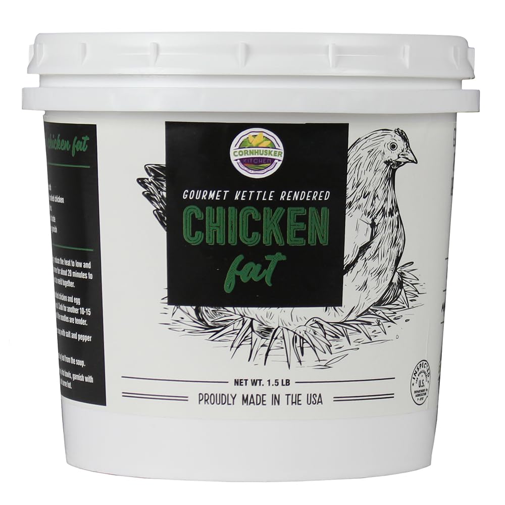 Cornhusker Kitchen Gourmet Chicken Fat tub full view, premium pantry staple for roasting