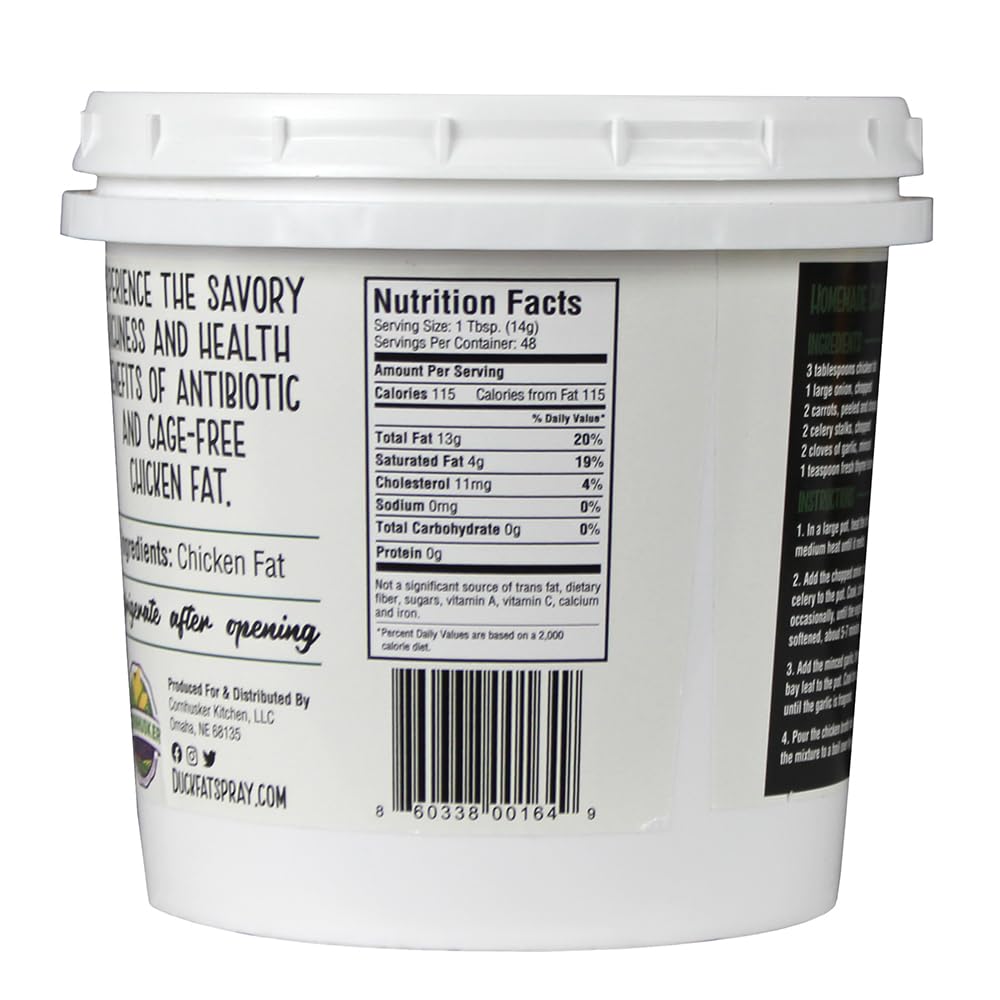 Cornhusker Kitchen rendered chicken fat tub usage, ideal for frying and sautéing