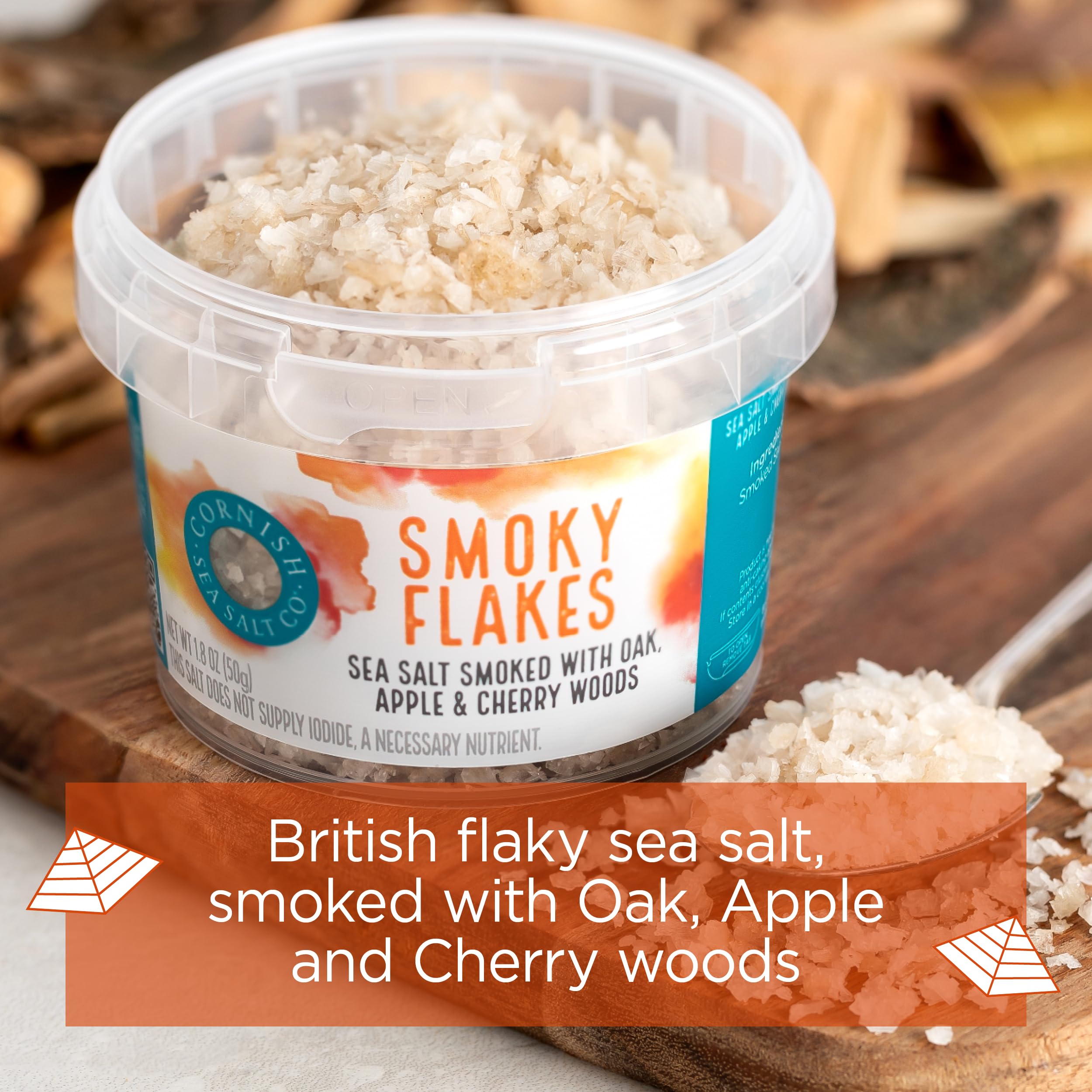 Cornish Sea Salt Co Smoky Flakes used by chefs for refined seasoning.