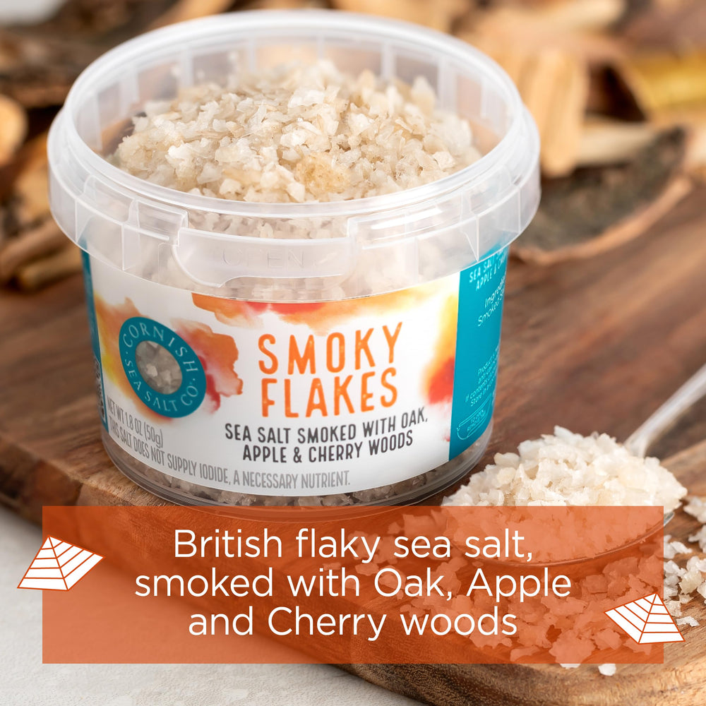 Cornish Sea Salt Co Smoky Flakes used by chefs for refined seasoning.