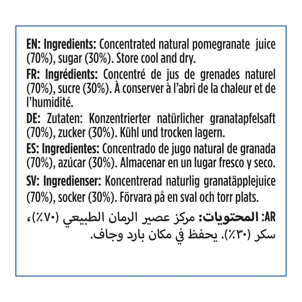 CORTAS Pomegranate Molasses label highlights Lebanon origin for premium quality