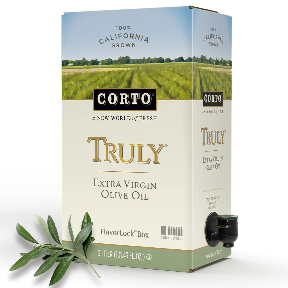 CORTO TRULY bottle pouring oil for a perfect salad drizzle