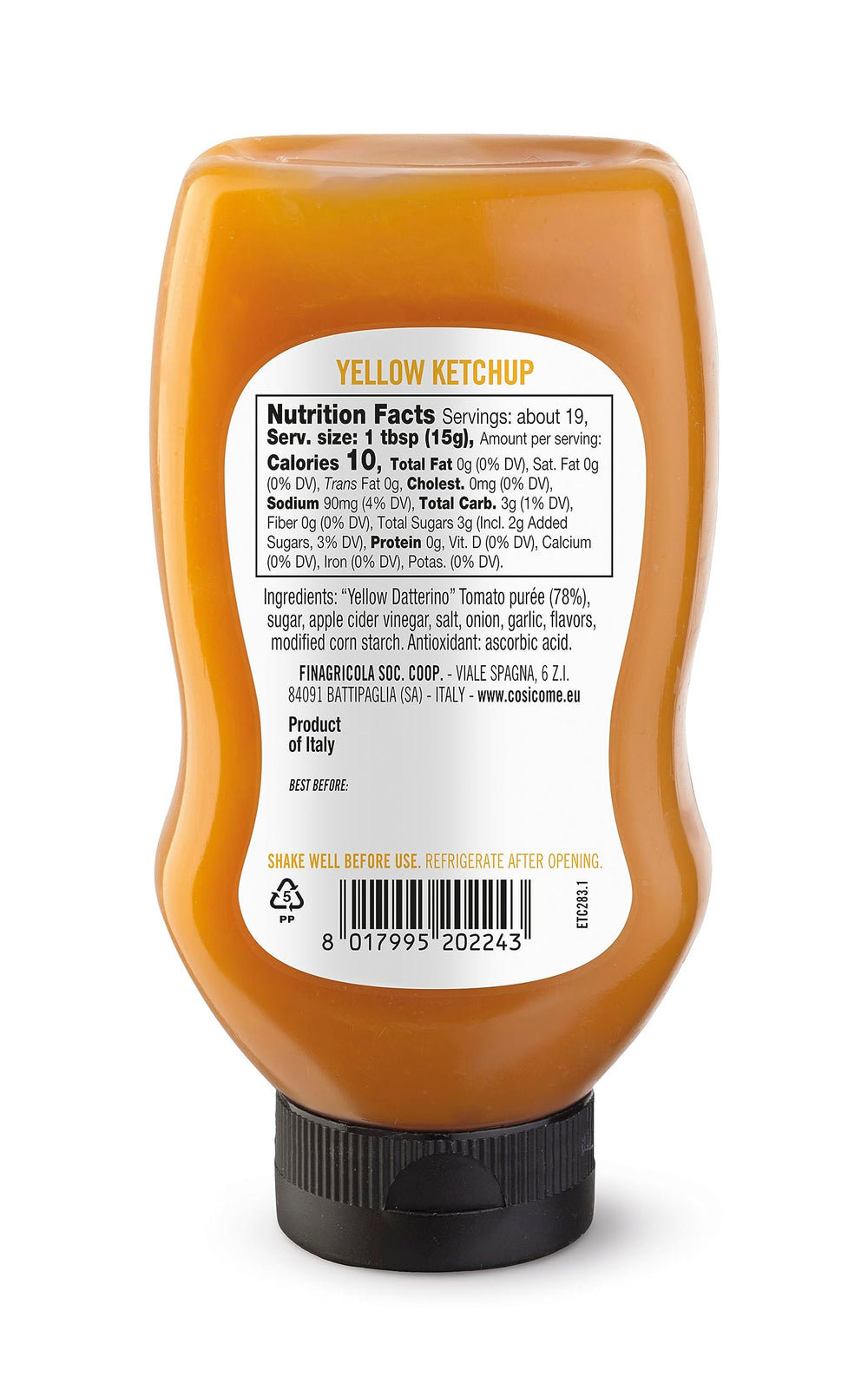 Così Com'è Yellow Tomato Ketchup on a plate, perfect for boosting burgers