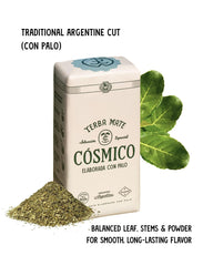 Cósmico Yerba Mate brew pour scene suggests clean energy without jitters.