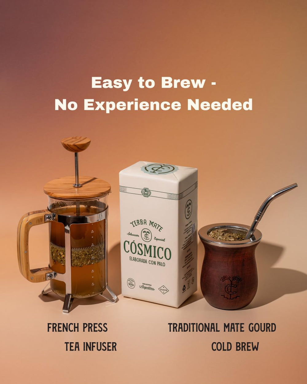 Cósmico Yerba Mate brew setup ideal for morning routines