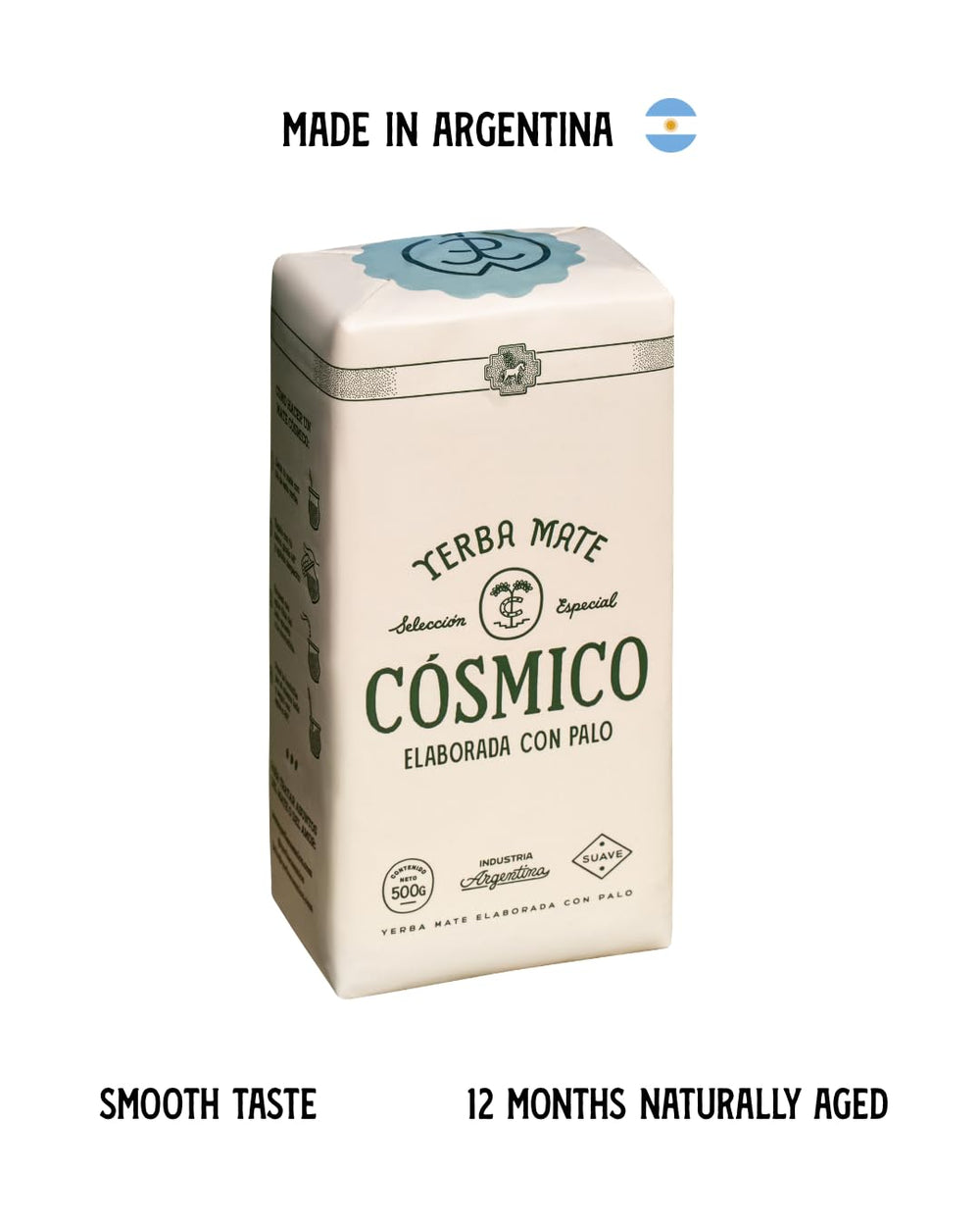 Cósmico Yerba Mate large-leaf low-dust brew for smoother cups