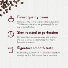 Close-up of Costa Signature Blend pods, highlighting a smooth decaf profile.