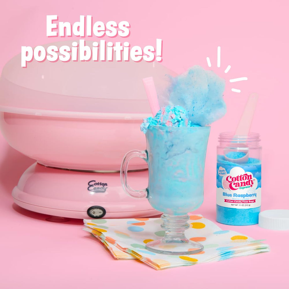 Cotton Candy Express carnival-style setup captures pro-quality treats at home for memorable celebrations.