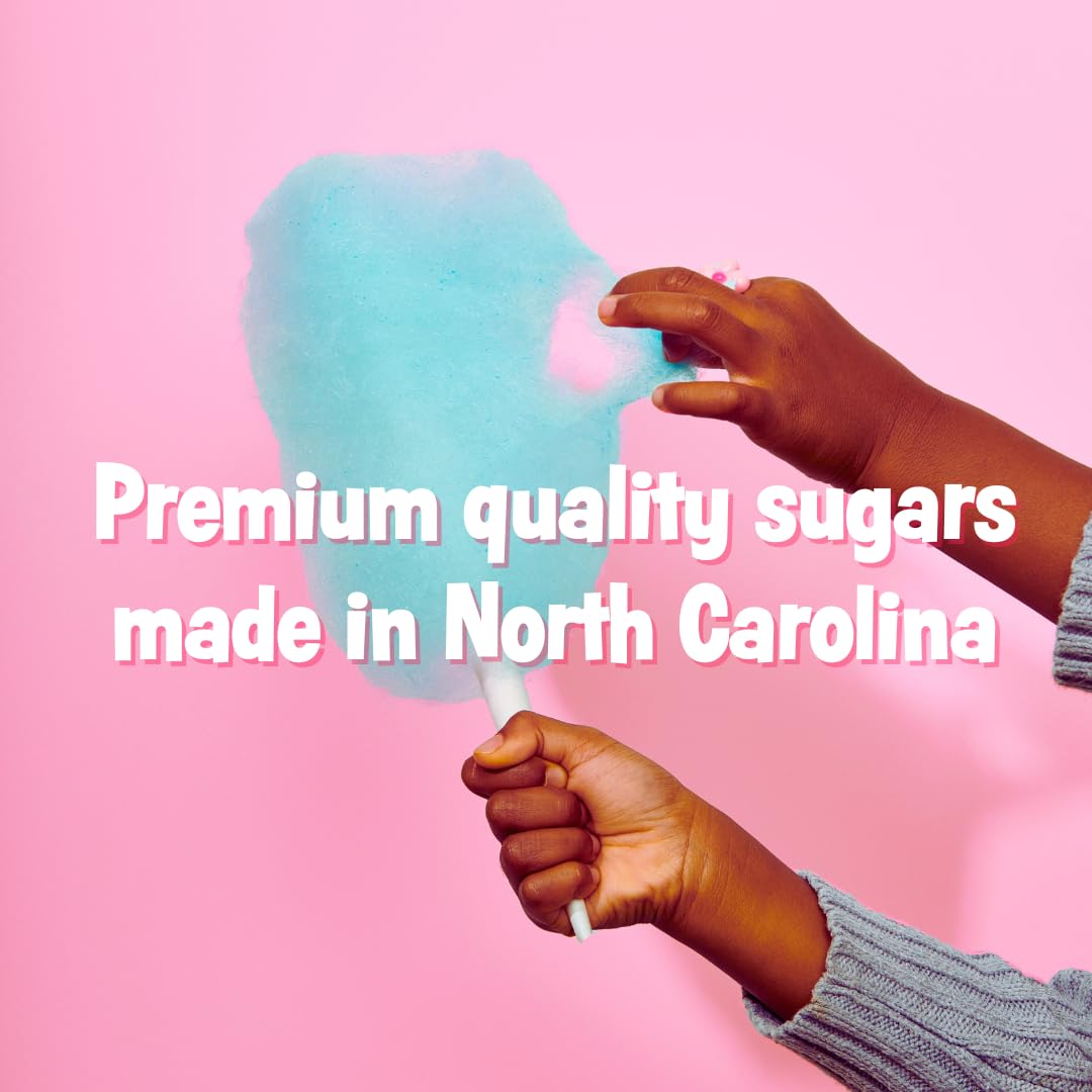 Cotton Candy Express cherry floss sugar jar delivers bright aroma and zing for celebrations.