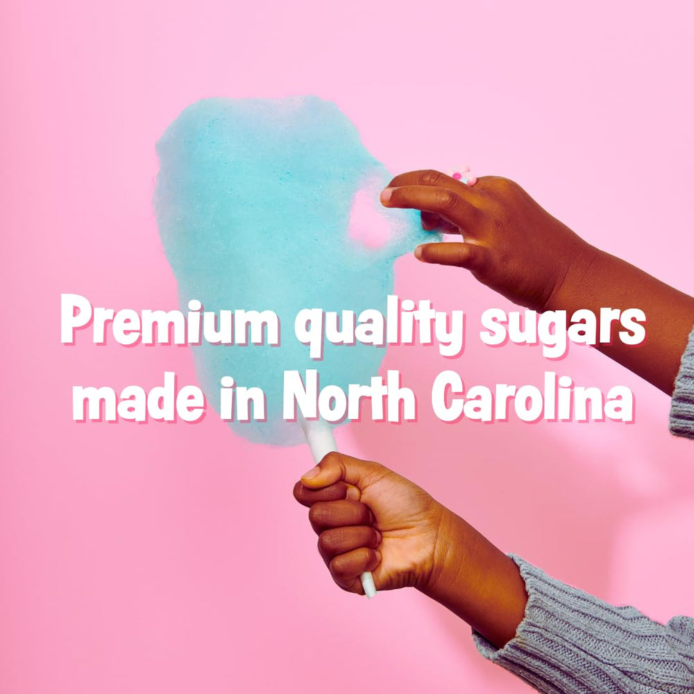 Cotton Candy Express cherry floss sugar jar delivers bright aroma and zing for celebrations.