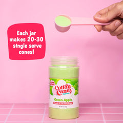 Cotton Candy Express jar pouring sugar into a machine for easy candy making.