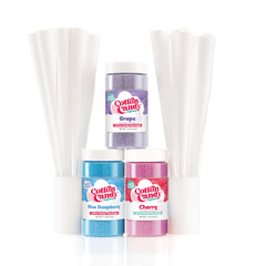 Cotton Candy Express variety pack jars display three flavors for home use.