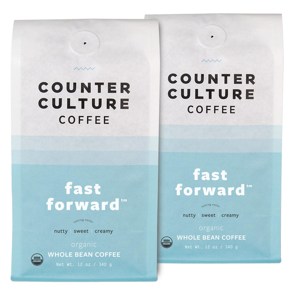 Counter Culture Coffee fast forward 12oz bag for a fresh grind and versatile brew.