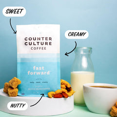 Counter Culture Coffee whole bean packaging preserves peak aroma for home grinding.