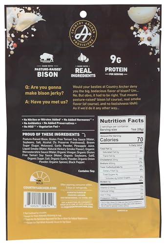 Country Archer Bison Original slices in close-up reveal smoky, flavorful texture.